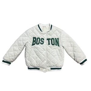 Cozy Cub Boston Jacket Toddler 2-3Y White Quilted Sherpa Lined Snap‎ Bomber